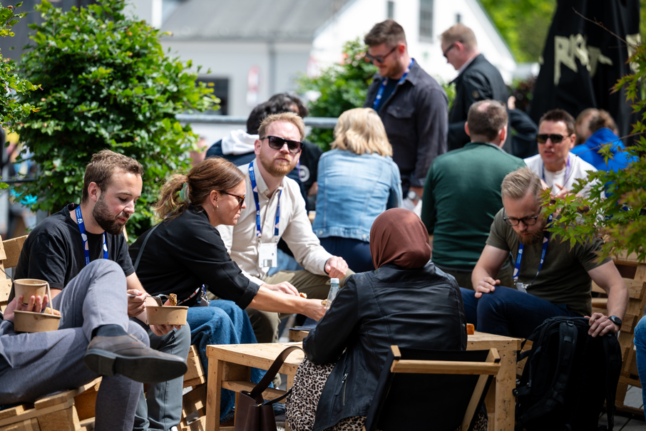 People laughing and socializing